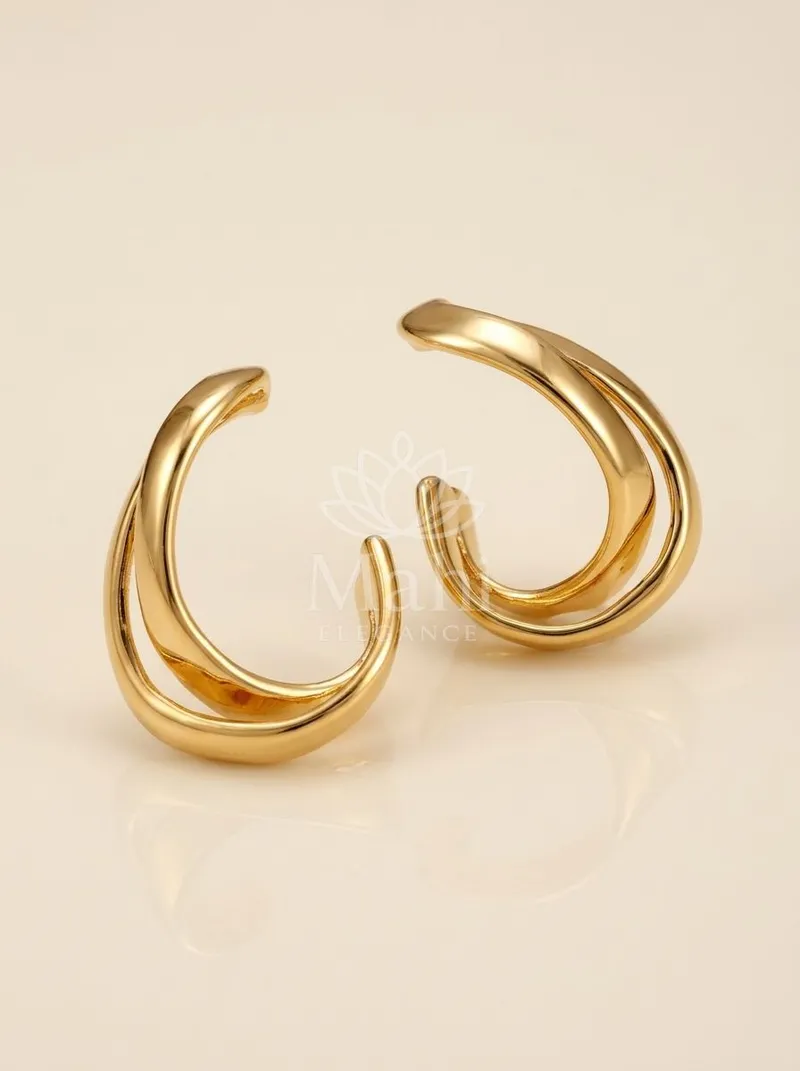 Twisted Double Swirl Hoops — Copper Alloy Earring