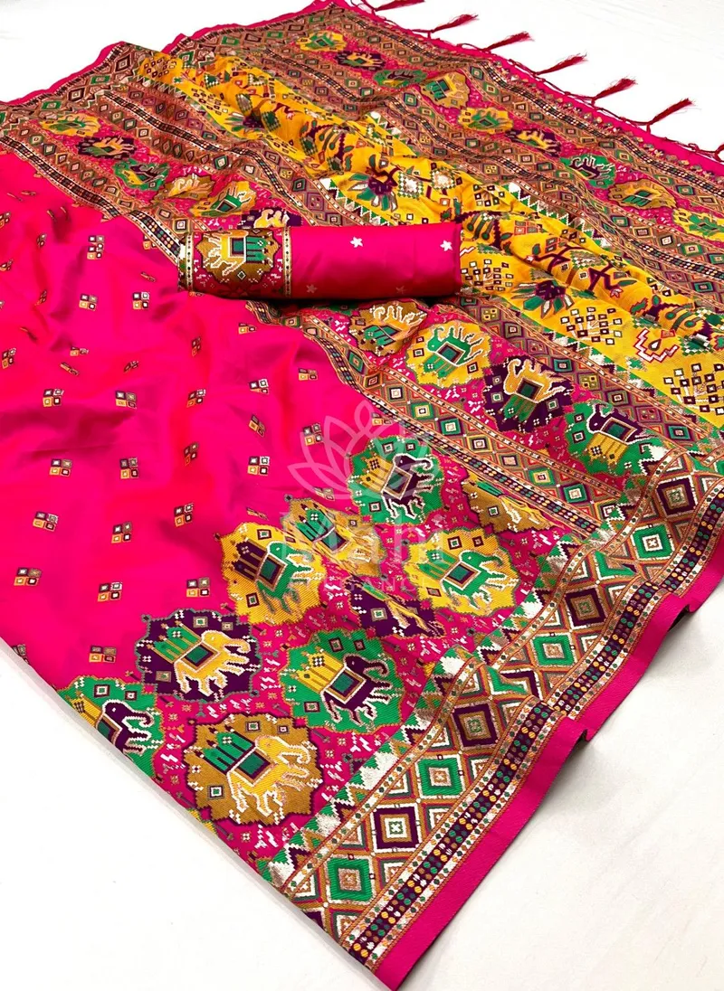 Aanya Rani Pink Pashmina Silk Saree, Woven Design — Pashmina