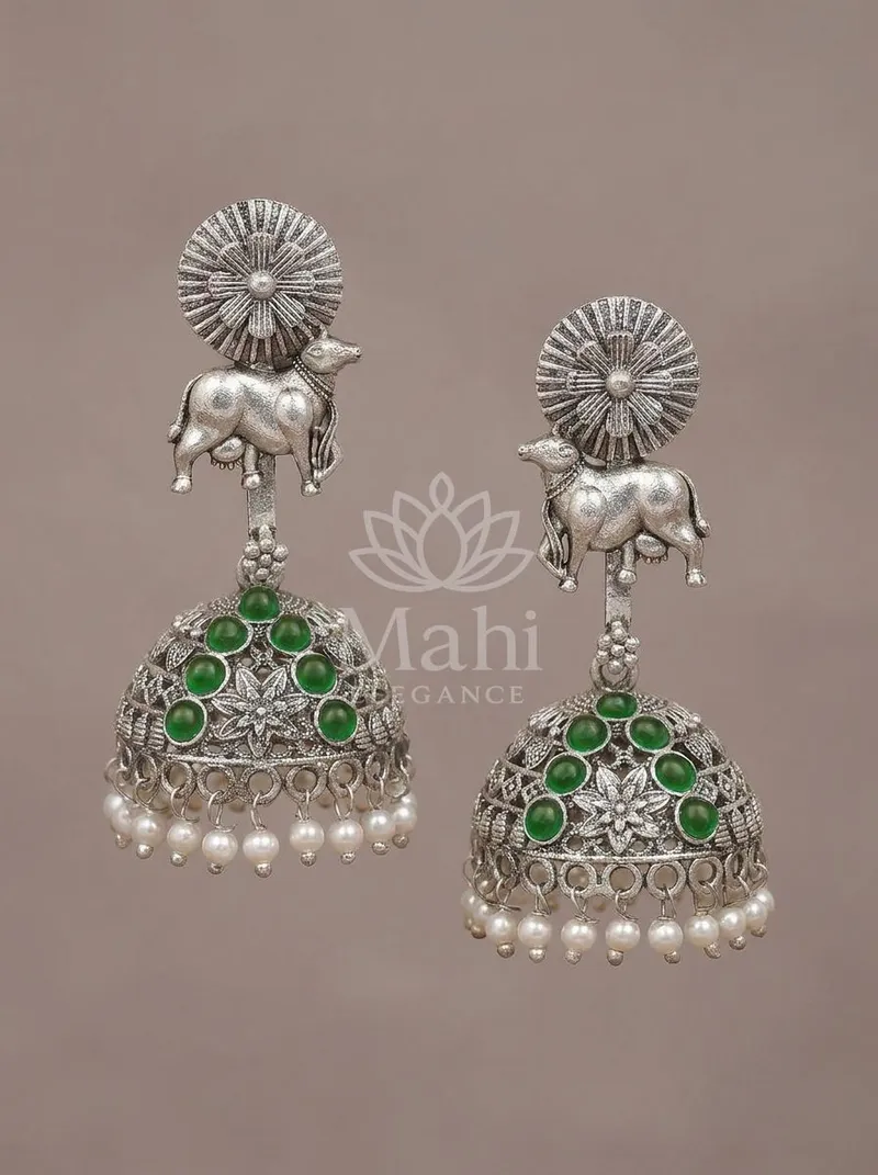 Bull Motif Jhumkas — Brass Earring