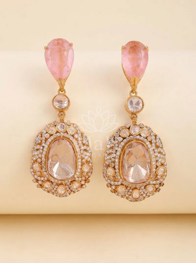 Pear Stone Oval Danglers — Alloy Earring