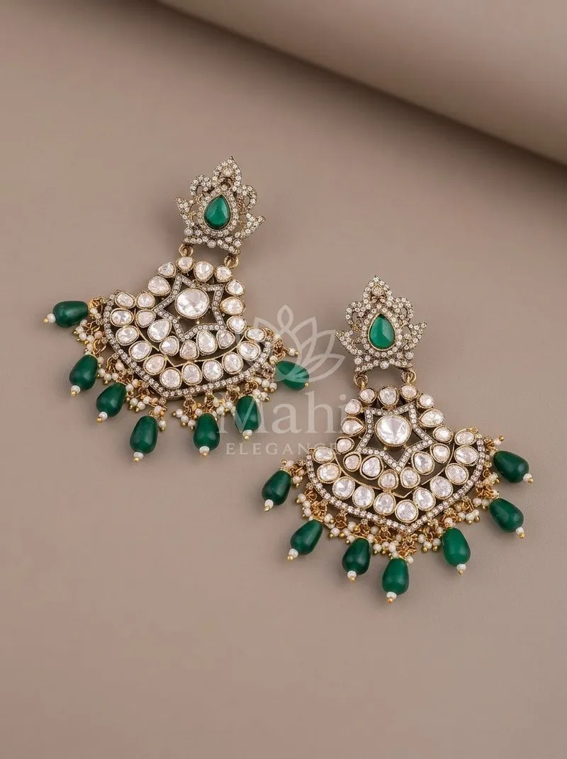 Floral Chandbali Drop Earrings — Alloy Earring