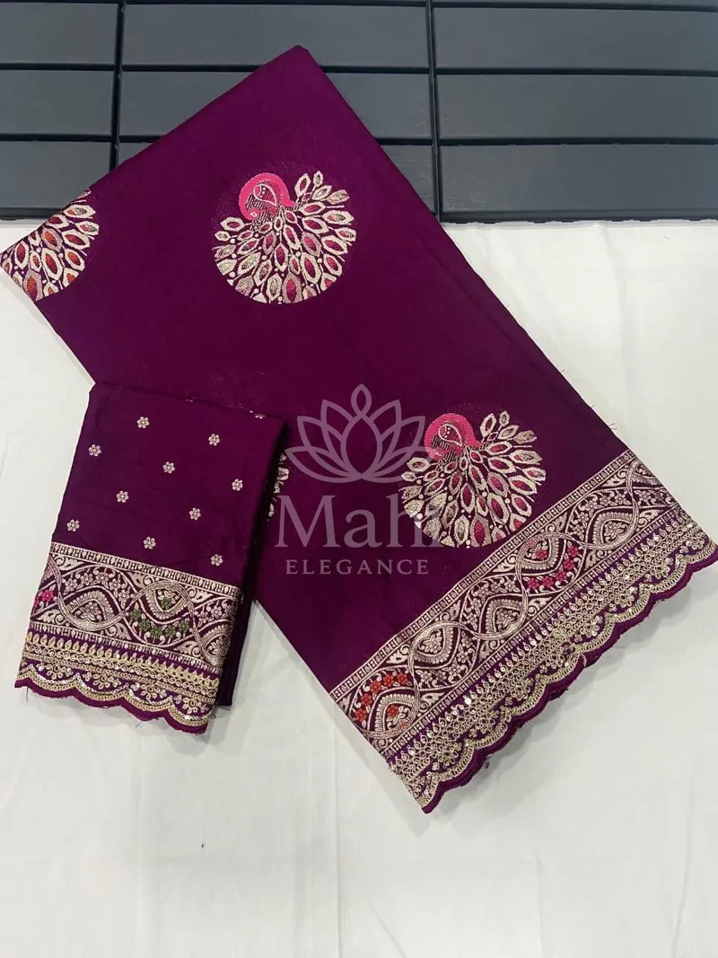 Magenta Dola Silk Saree, Meenakari Weave — Dola
