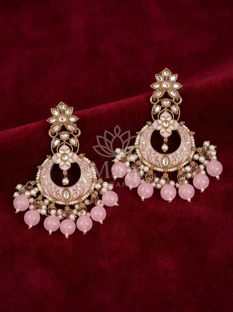 Chandbali Floral Beaded Tassel Danglers — Alloy Earring