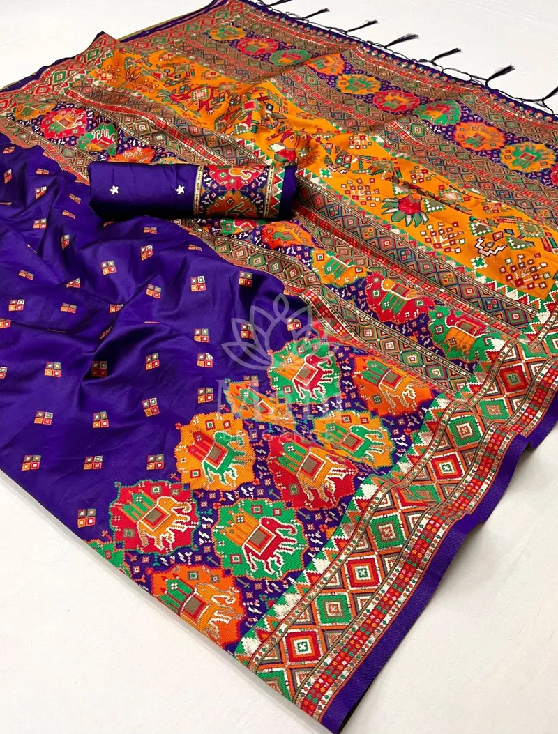 Diya Purple Pashmina Silk Saree, Woven Design — Pashmina