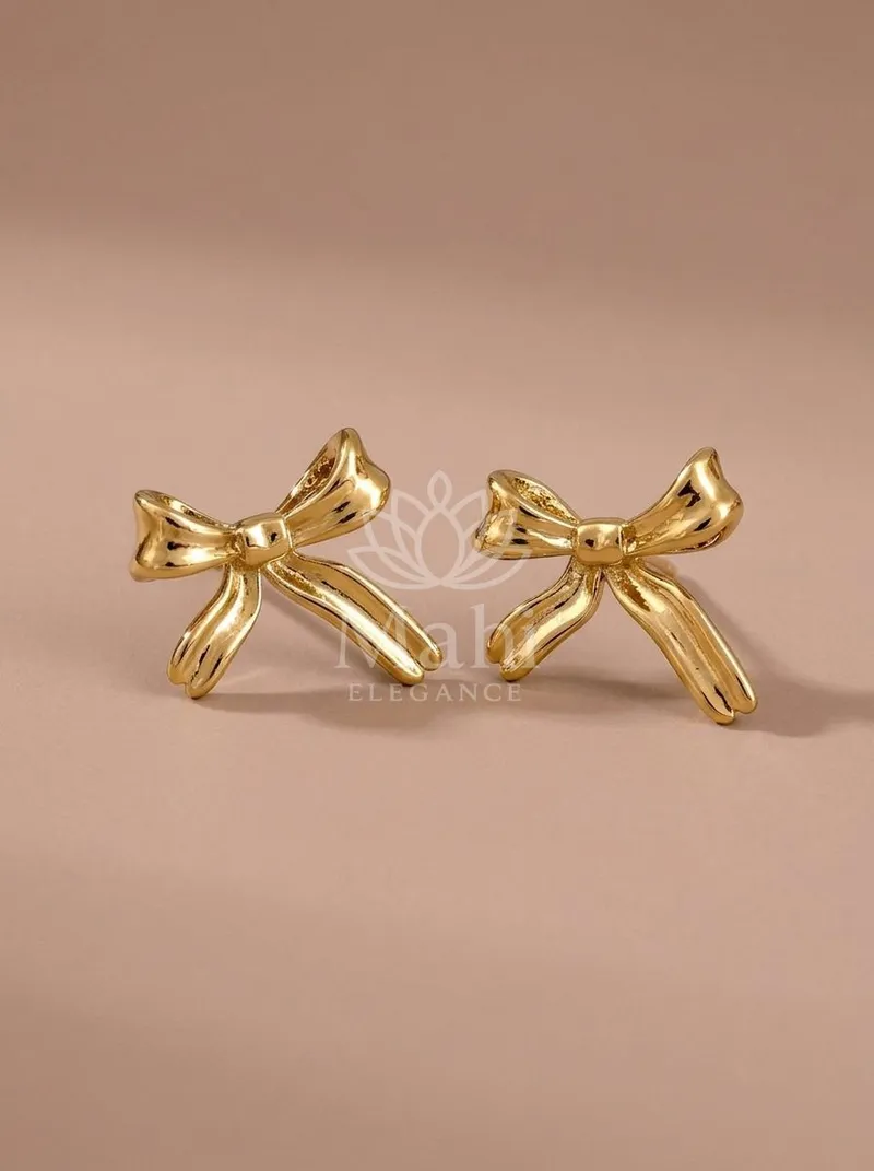 Knotted Bow Studs — Copper Alloy Earring