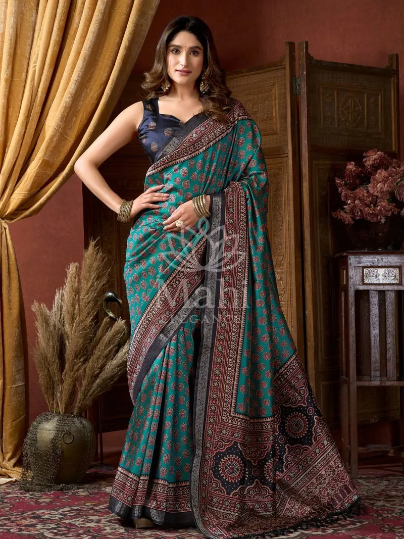 Multi Banarasi Silk Saree, Jacquard & Jhallar Weave — Banarasi