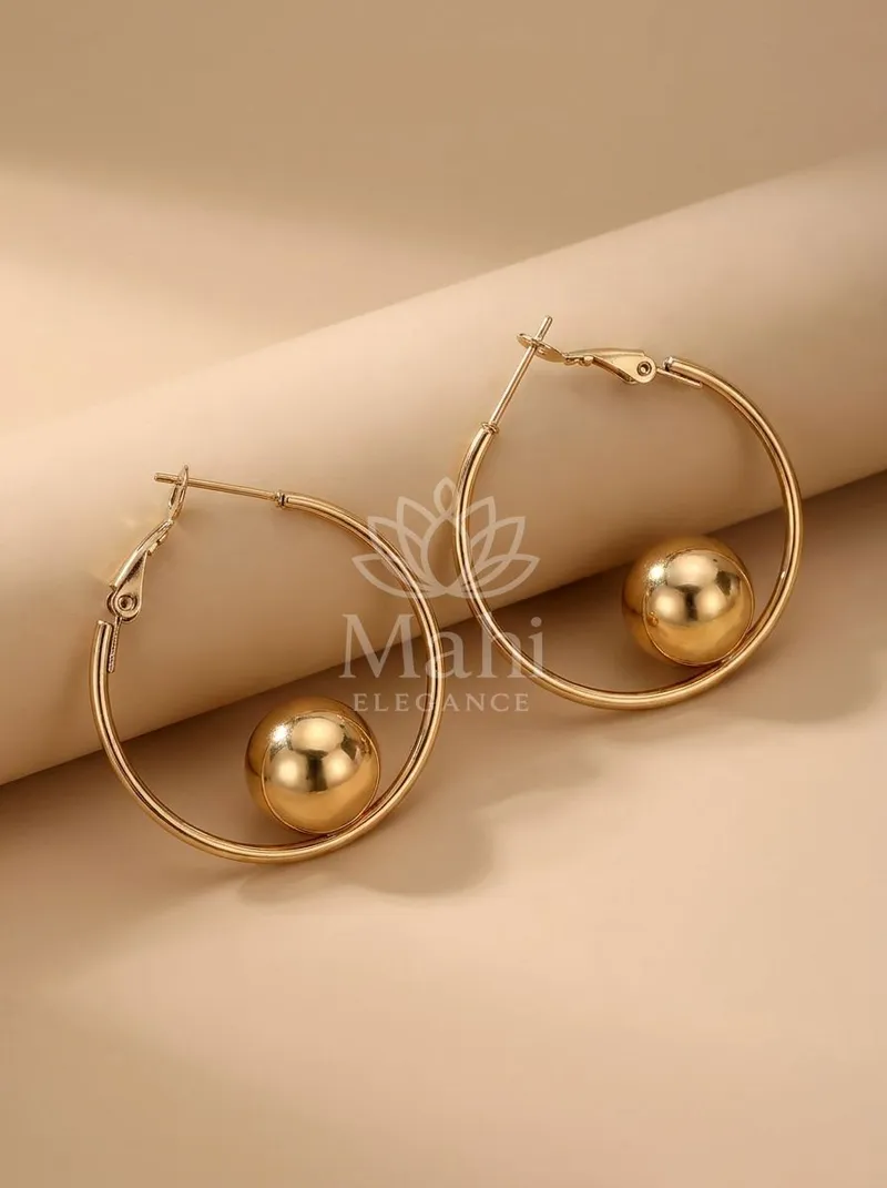 Orb Accent Hoops — Copper Alloy Earring