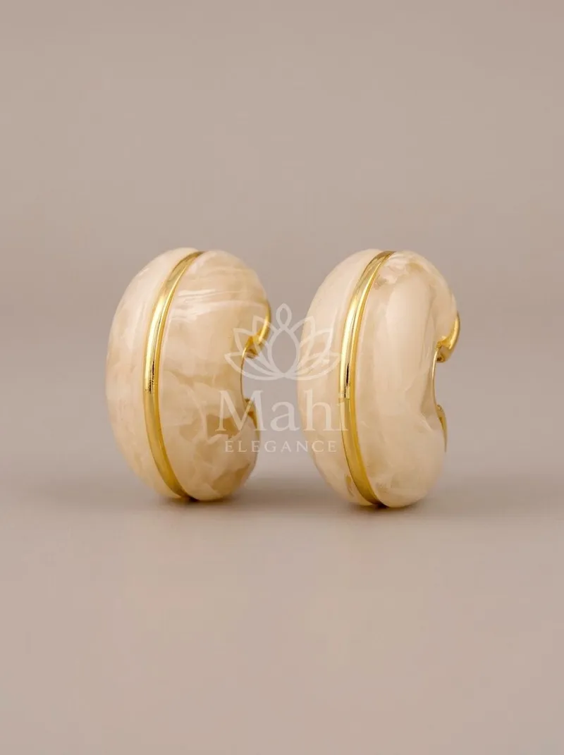 Marbled Resin Dome Studs — Copper Alloy Earring