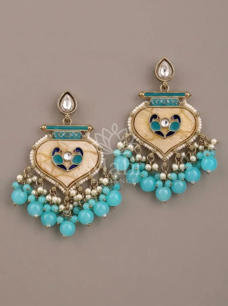 Enamel Heart Beaded Danglers — Alloy Earring