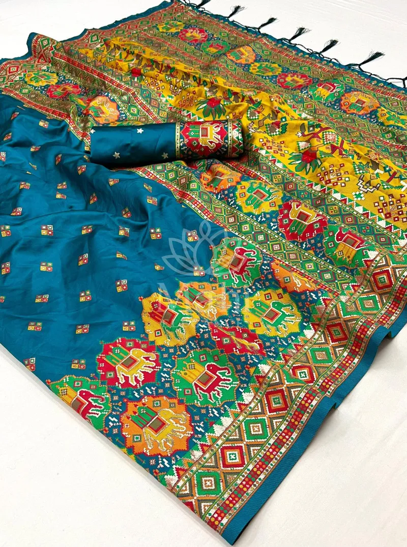 Meera Firoji Pashmina Silk Saree, Woven Design — Pashmina