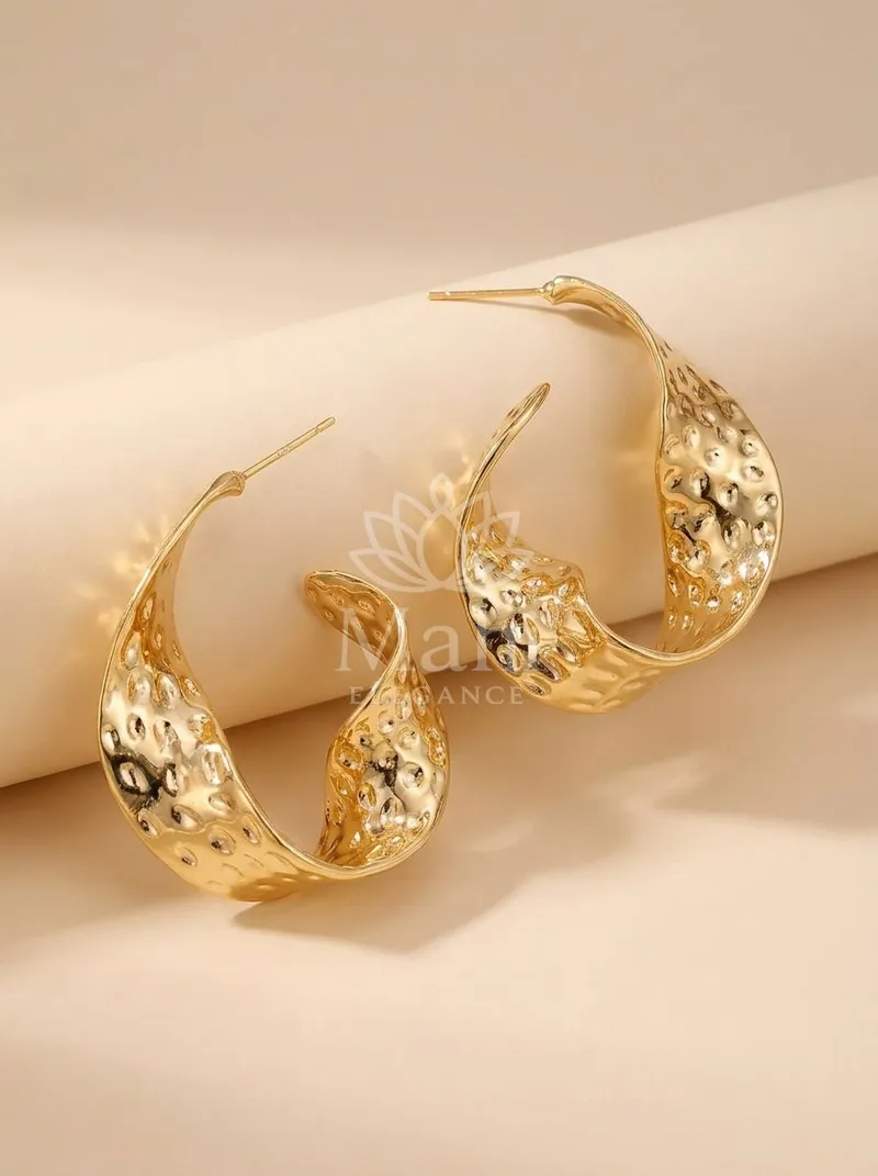 Hammered Twist Hoops — Copper Alloy Earring