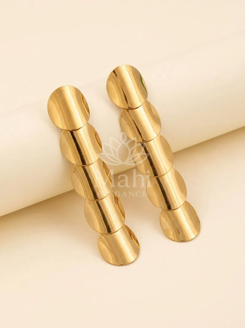 Stacked Discs Danglers — Copper Alloy Earring