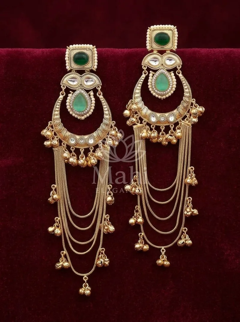 Layered Chain Ghungroo Danglers — Brass Earring