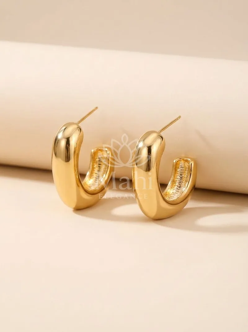Chunky Curved Hoops — Copper Alloy Earring