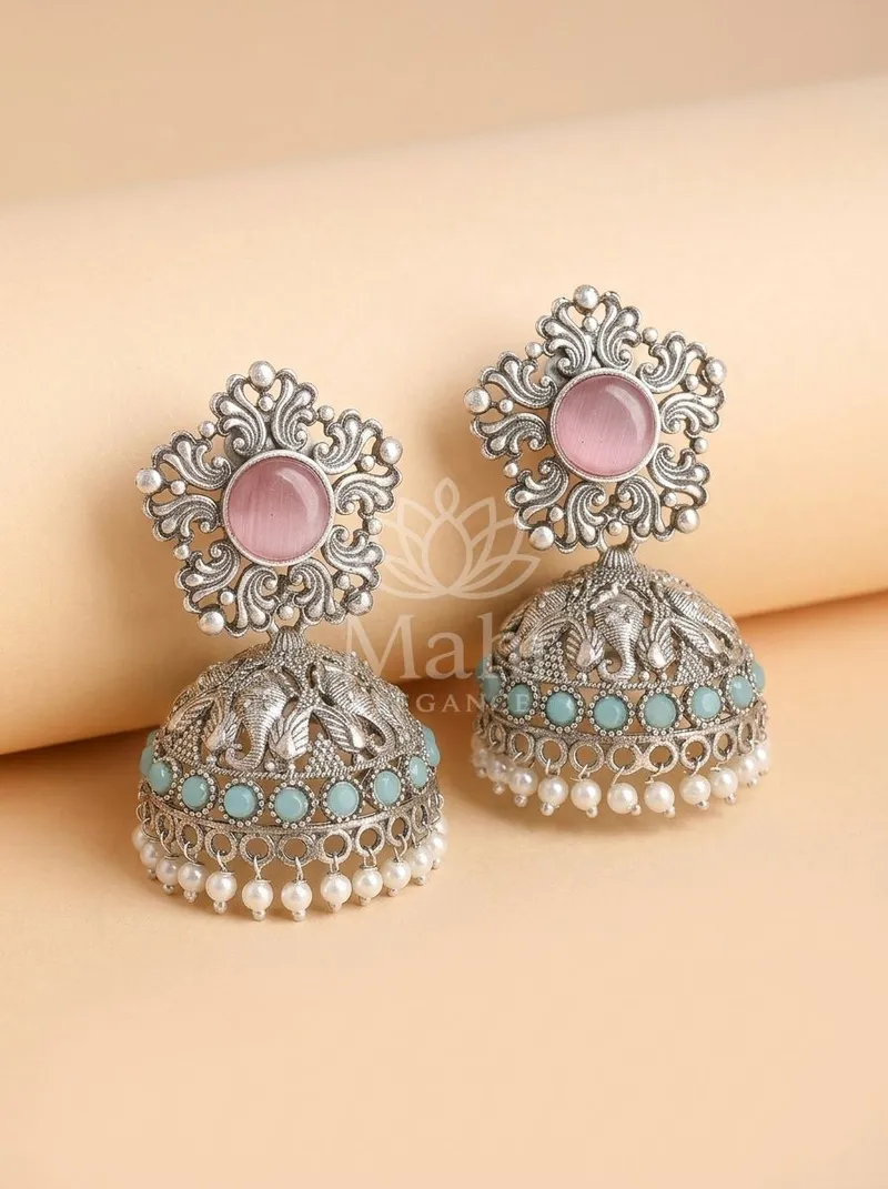 Elephant Motif Jhumkas — Brass Earring