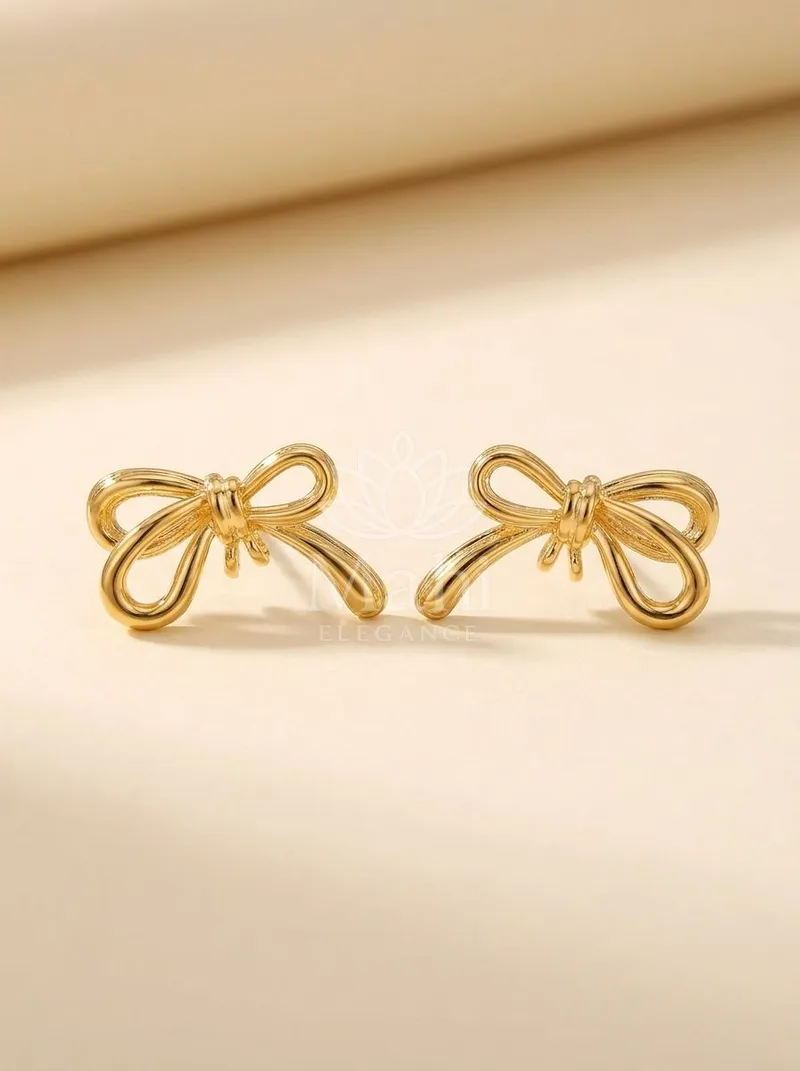 Looped Bow Knot Studs — Copper Alloy Earring
