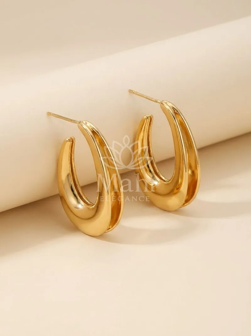 Elongated Teardrop Hoops — Copper Alloy Earring