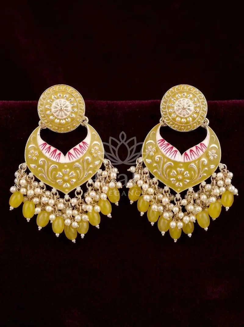Enamelled Chandbali Danglers — Alloy Earring