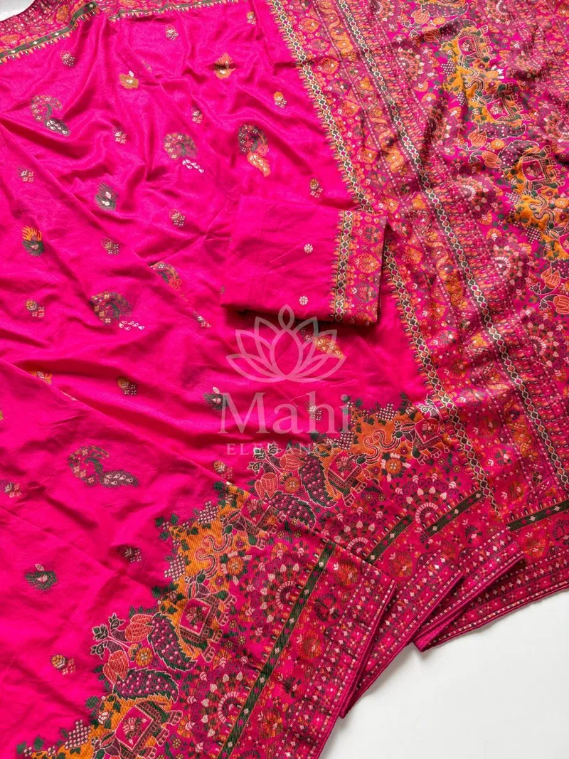 Mohini Pink Dola Silk Saree, Pashmina Zari Weave — Dola