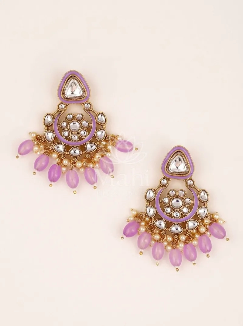 Kundan Chandbali Beaded Danglers — Alloy Earring