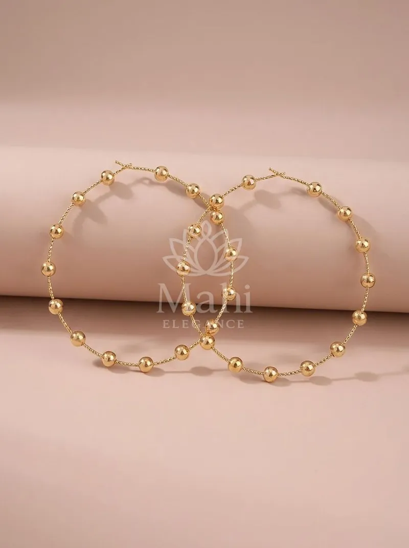 Beaded Circle Hoops — Copper Alloy Earring