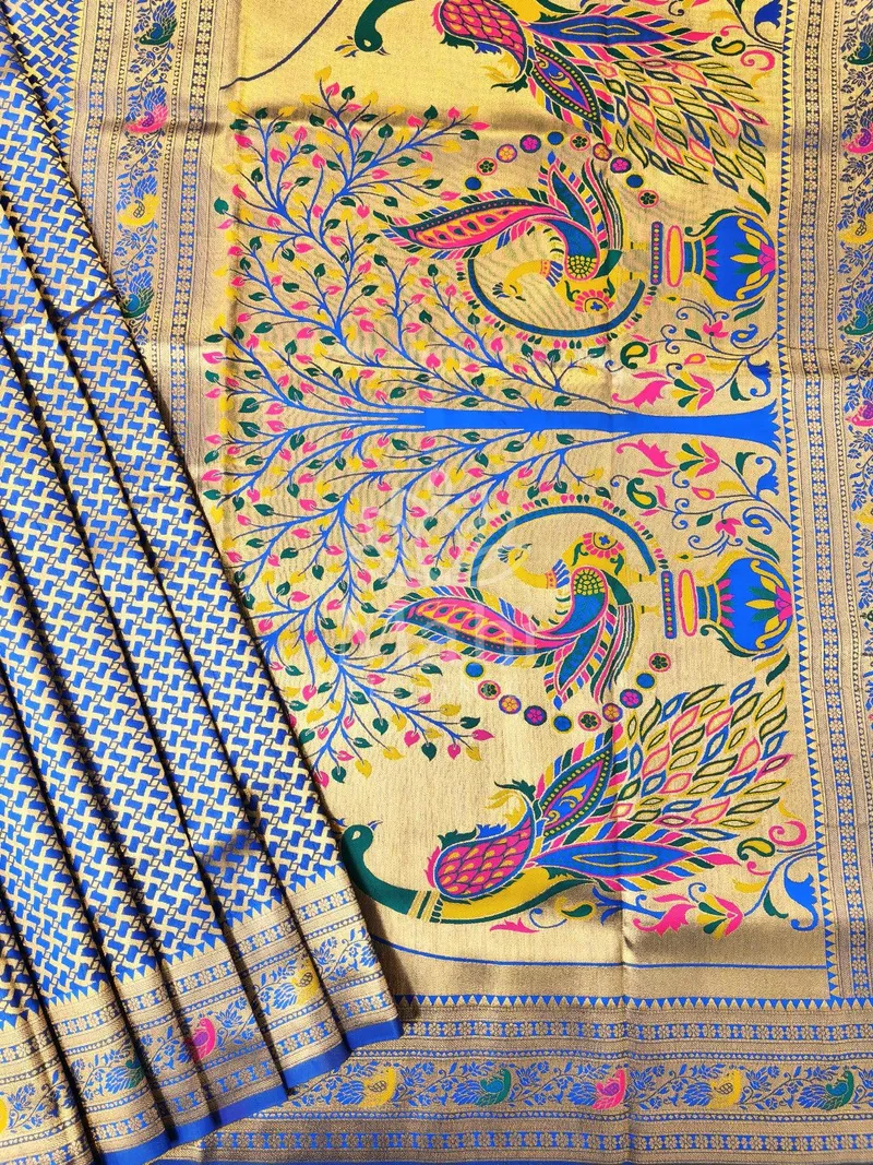 Diya Royal Blue Paithani Silk Saree, Zari Weave — Paithani