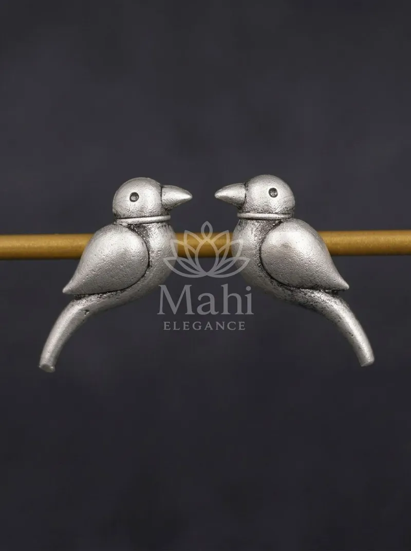 Perched Cuckoo Bird Studs — Brass Earring