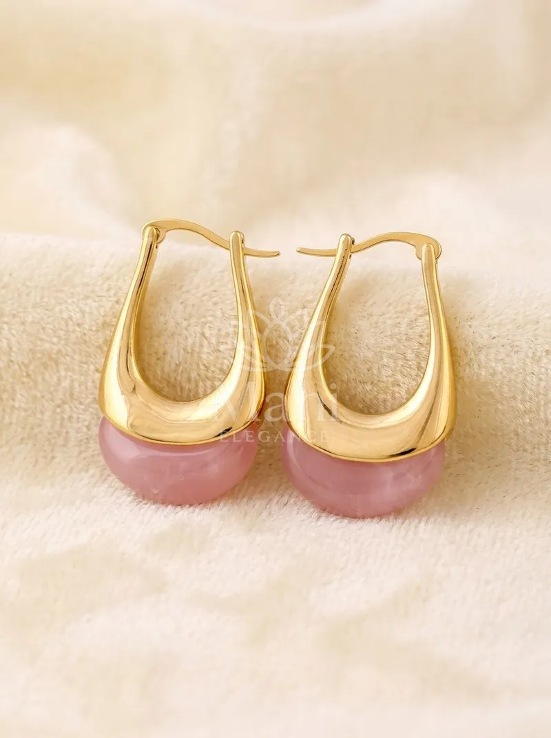 Sculpted Teardrop Bead Hoops — Copper Alloy Earring