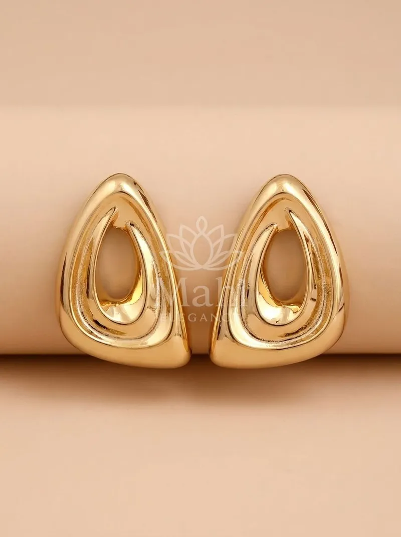 Sculpted Open Teardrop Studs — Copper Alloy Earring