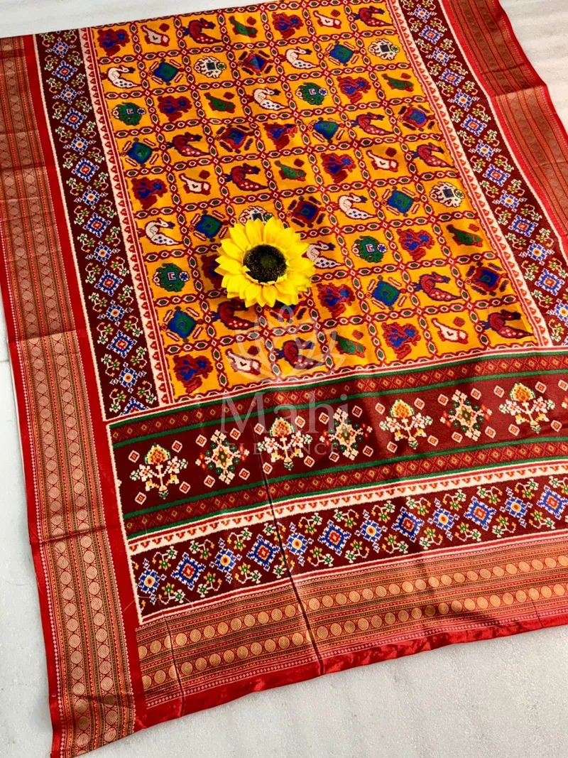 Yellow Patola Silk Saree, Heritage Weave — Patola