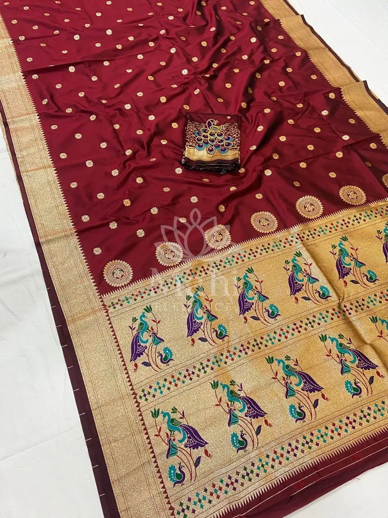 Mahi Maroon Banarasi Silk Saree, Zari Weave — Banarasi