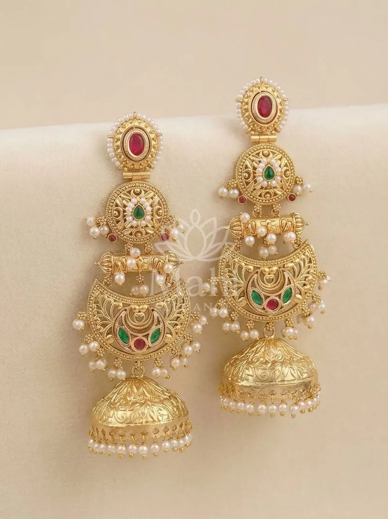 Tiered Floral Jhumkas — Brass Earring