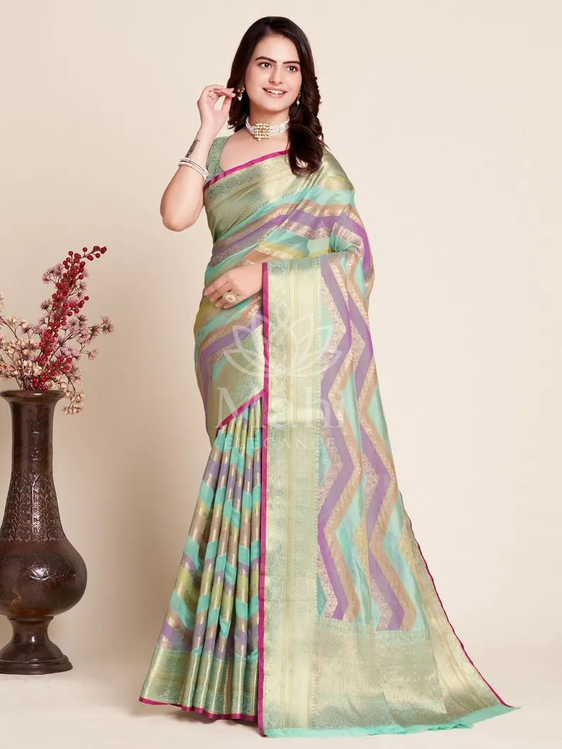 Meera Multi Organza Silk Saree, Zari Weave — Organza