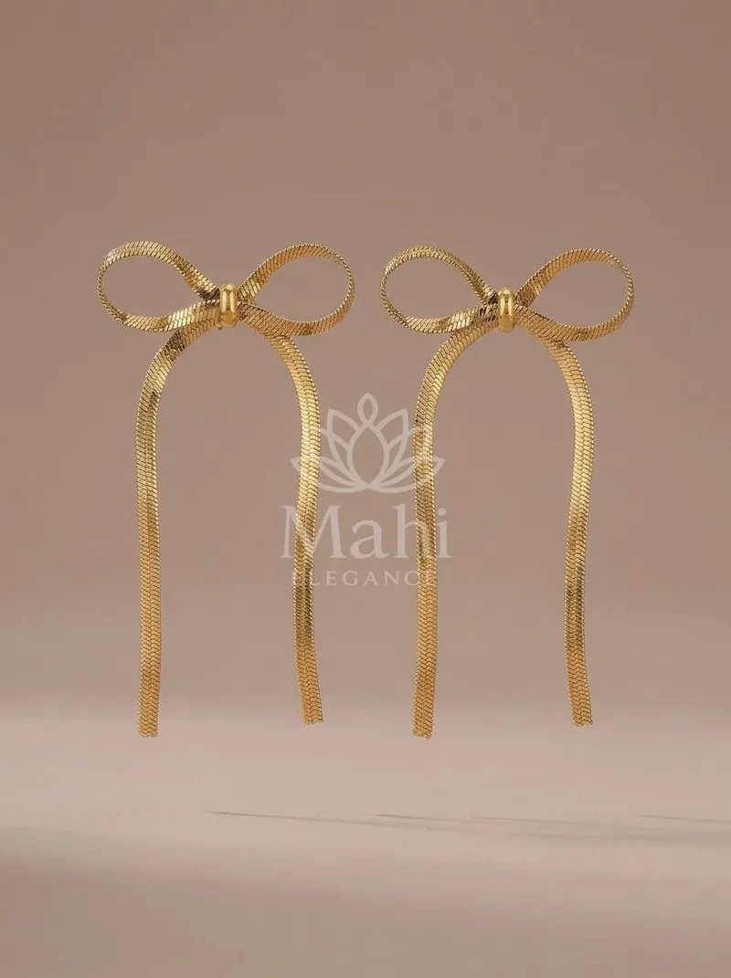 Bow Knot Ribbon Danglers — Copper Alloy Earring