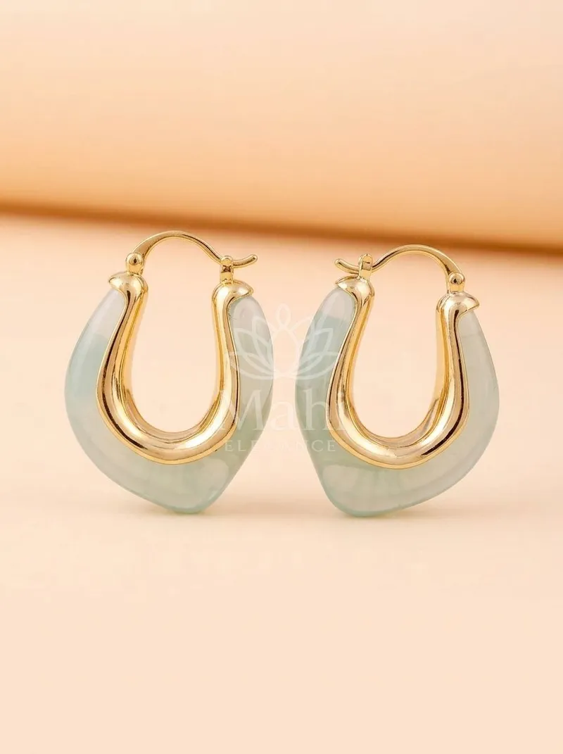 Enamel Curved Hoops — Copper Alloy Earring