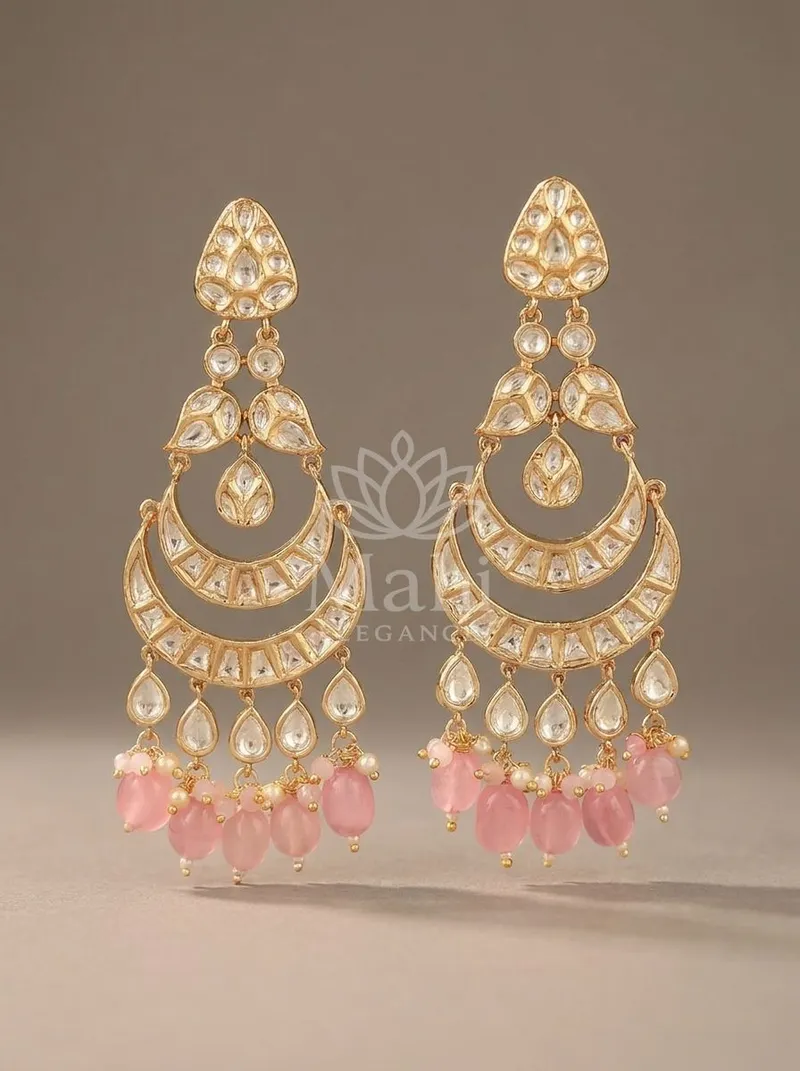 Kundan Crescent Danglers — Alloy Earring