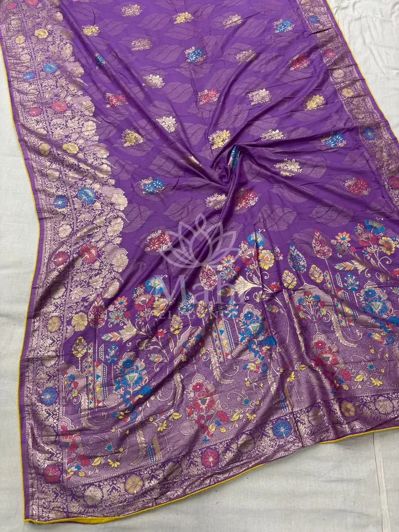 Mohini Lavender Dola Silk Saree, Zari Weave — Dola