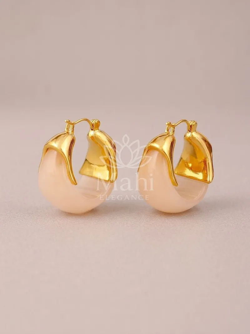 Glossy Rounded Chunky Hoops — Copper Alloy Earring