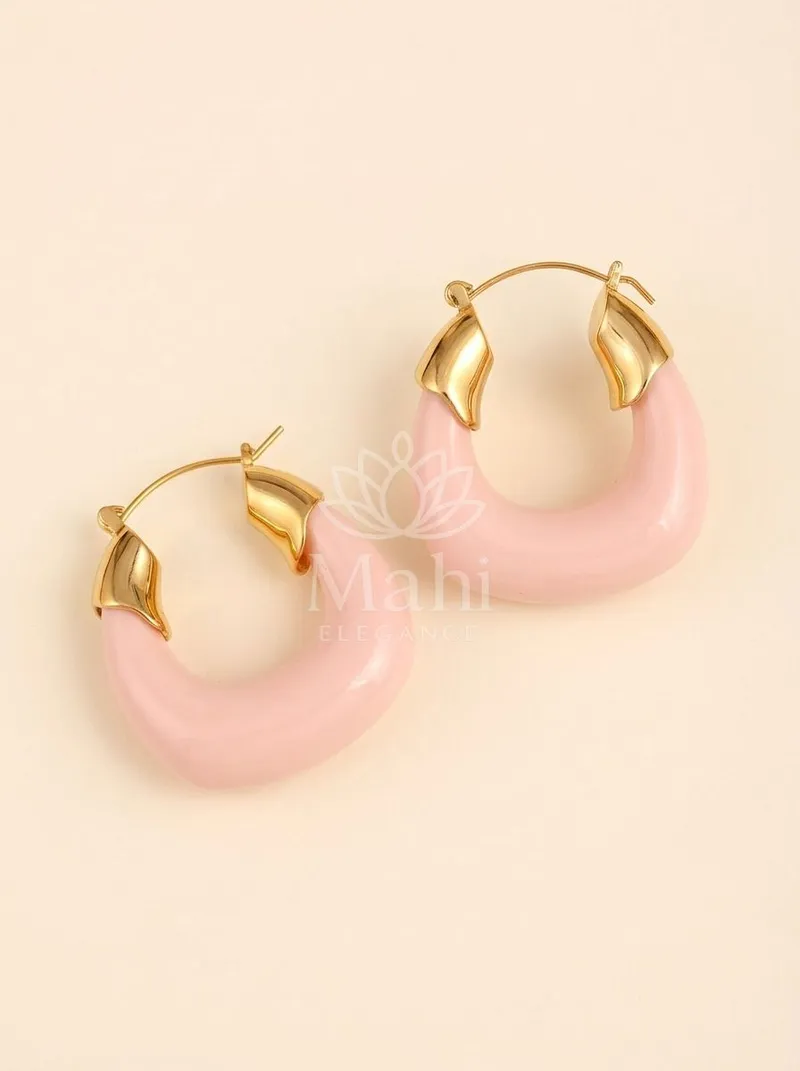 Enamel Tusk Hoops — Copper Alloy Earring