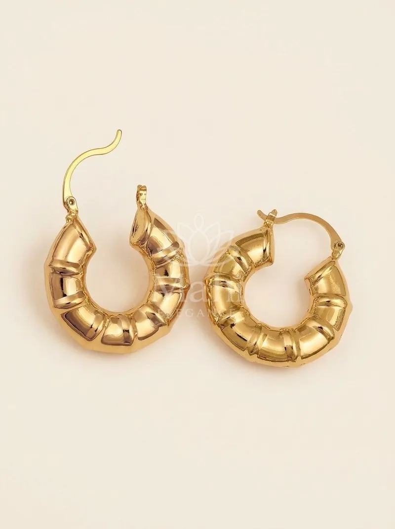 Ridged Chunky Hoops — Copper Alloy Earring