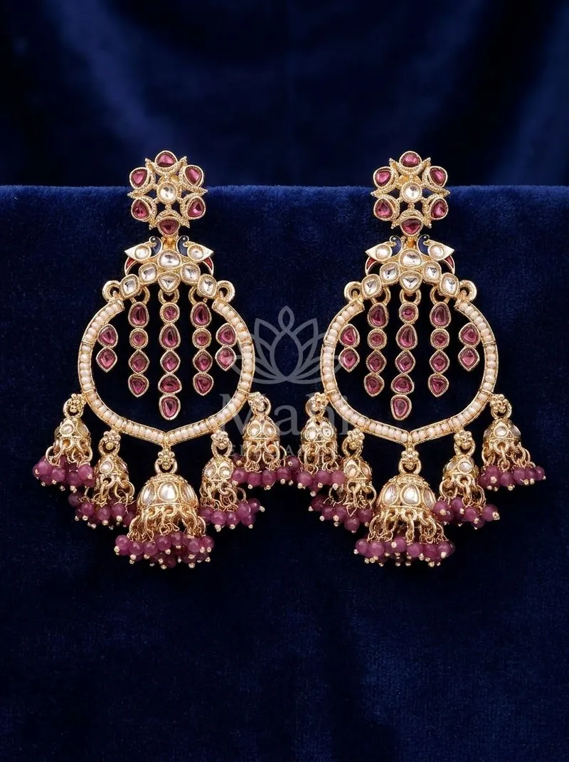 Peacock Chandbali Jhumka Danglers — Alloy Earring