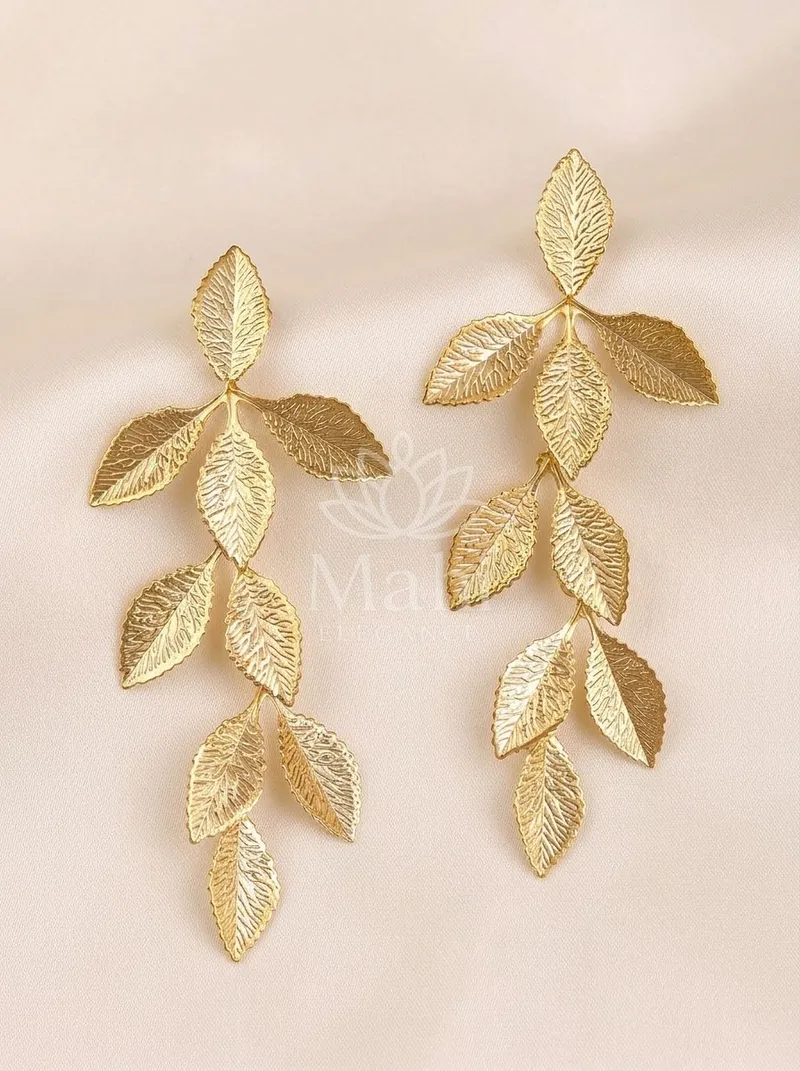 Cascading Leaf Vine Danglers — Copper Alloy Earring