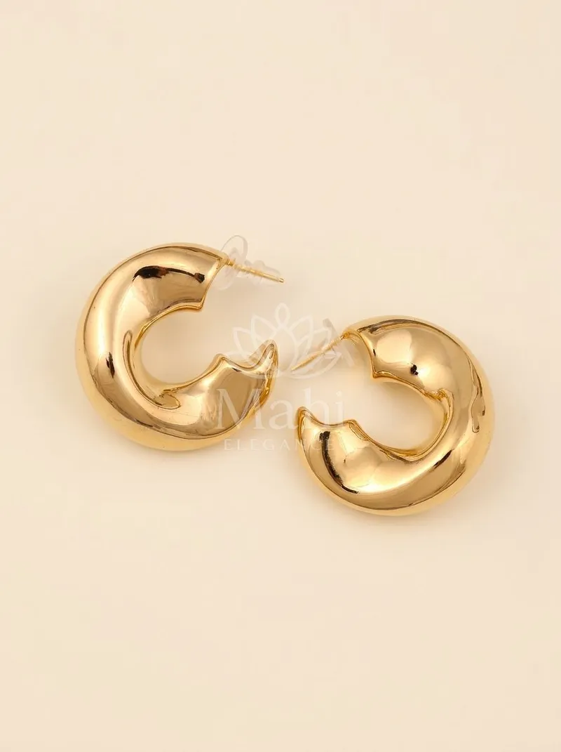 Chunky Molten Gold Hoops — Copper Alloy Earring