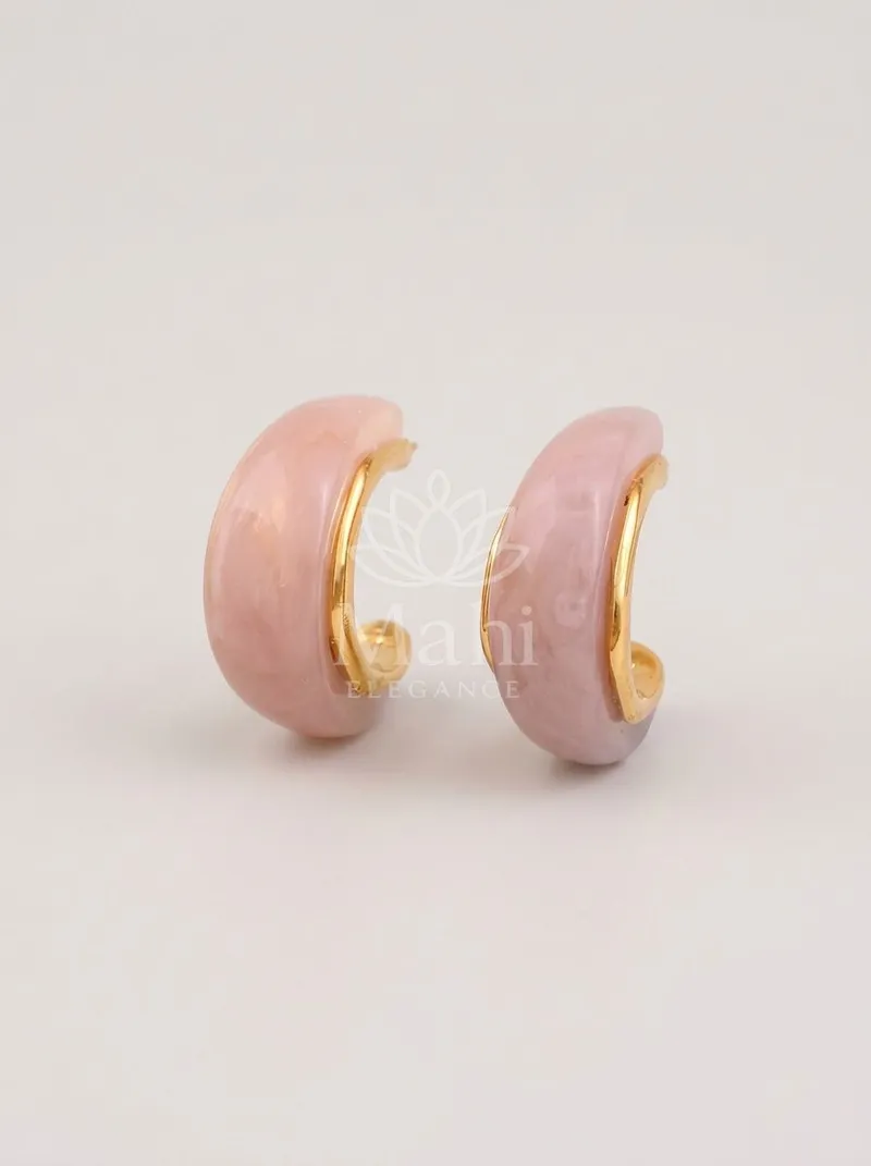 Enamel Curved Hoop Studs — Copper Alloy Earring