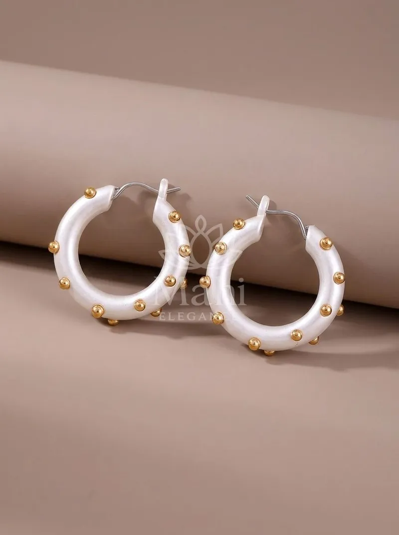Studded Beaded Hoops — Copper Alloy Earring