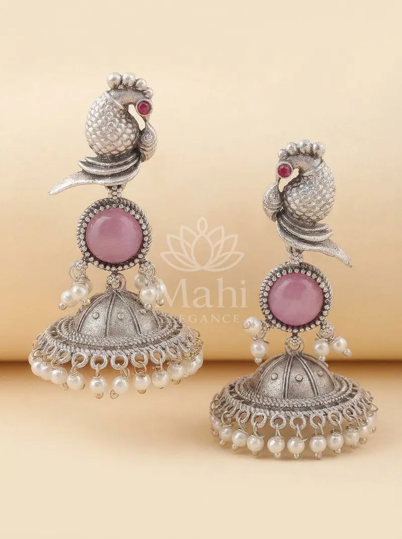 Perched Parrot Jhumkas — Brass Earring