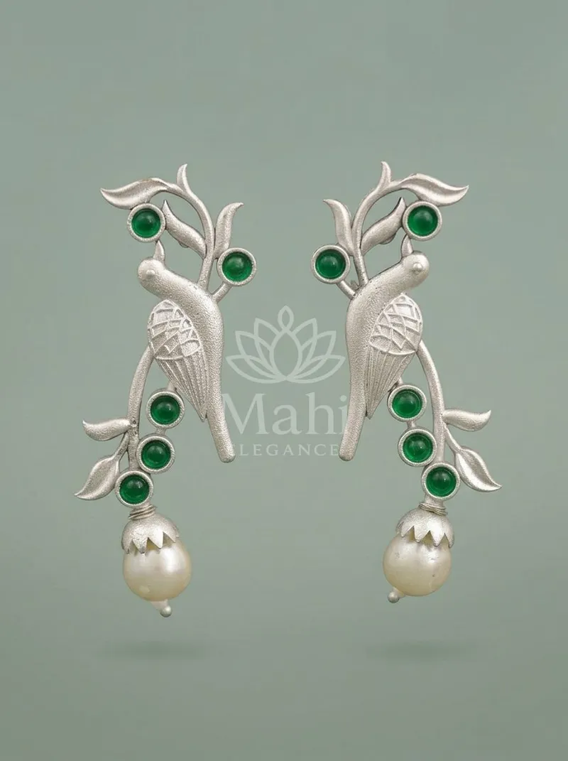 Bird On Branch Studs — Brass Earring