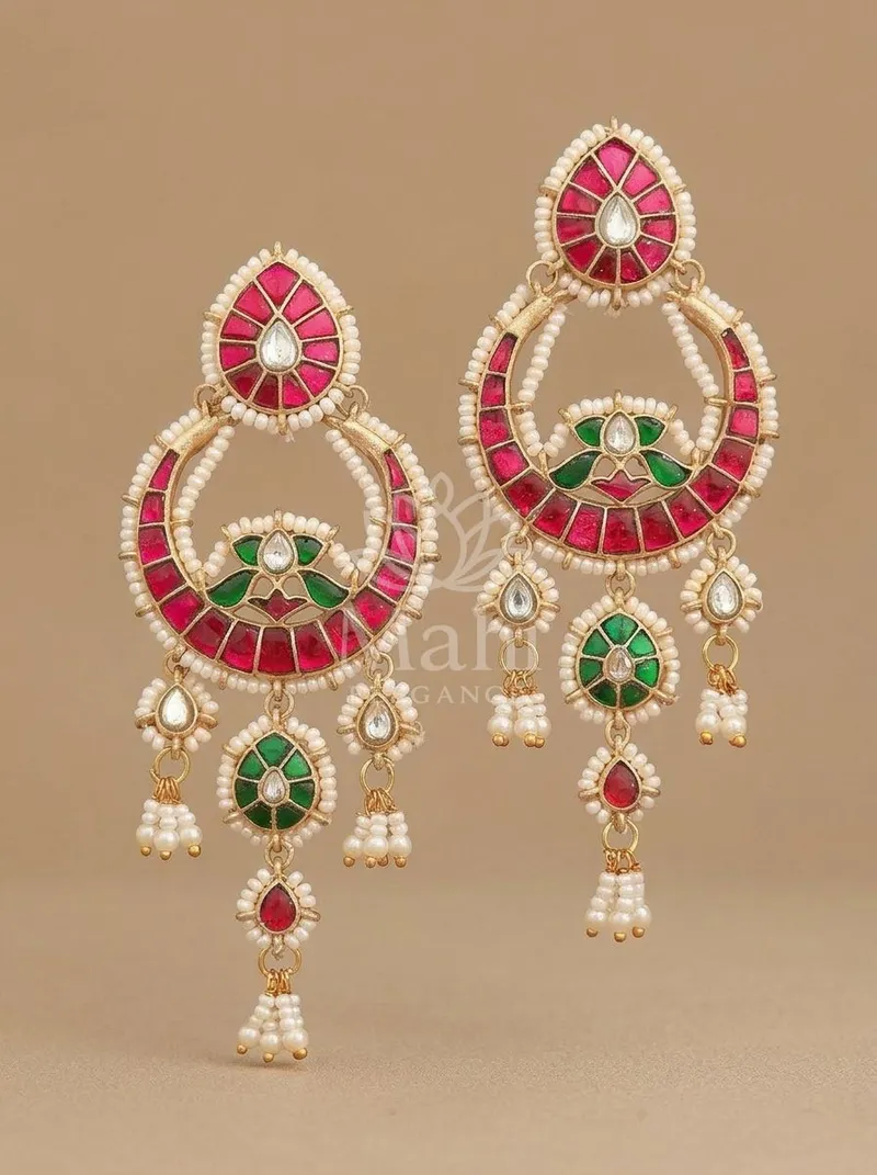 Chandbali Pearl Drop Danglers — Brass Earring
