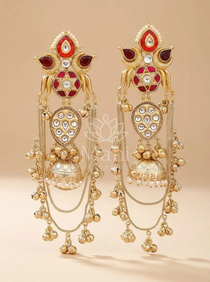 Perched Bird Ghungroo Danglers — Brass Earring