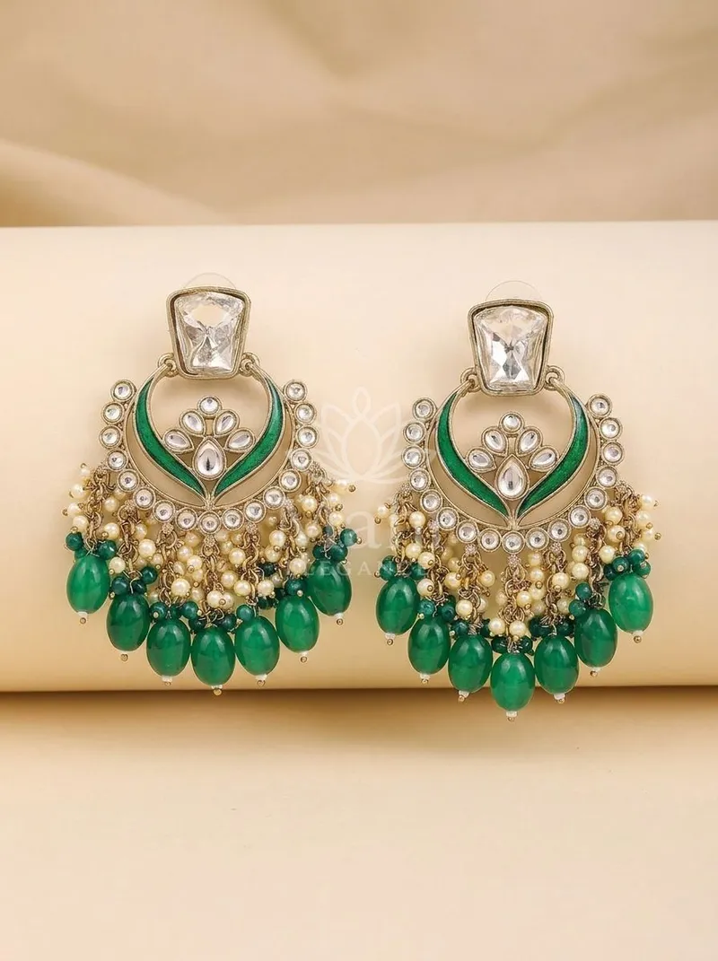 Kundan Chandbali Danglers — Alloy Earring